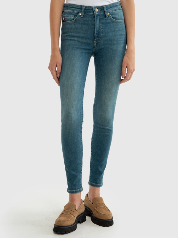 Jeansy damskie push up z wysokim stanem niebieskie Melinda High Waist 327