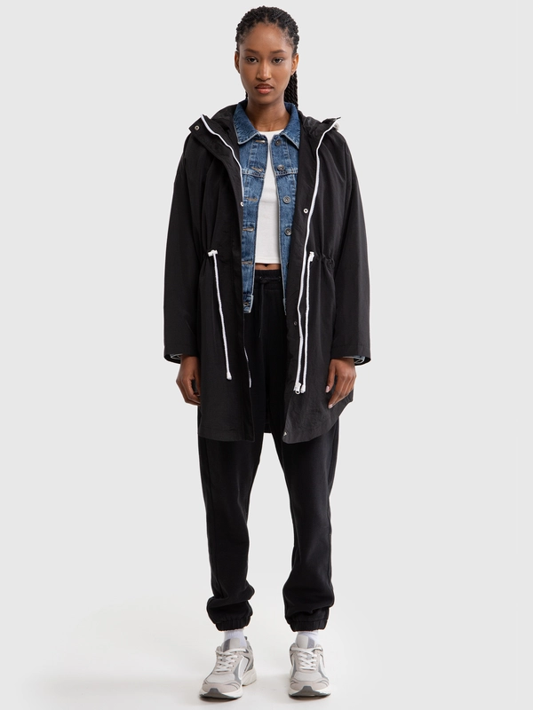 Kurtka damska parka z kapturem czarna Nebula 906