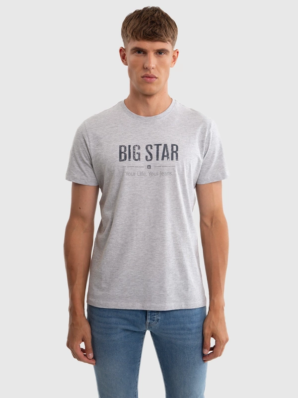 Koszulka męska o klasycznym kroju szara Bruno 901