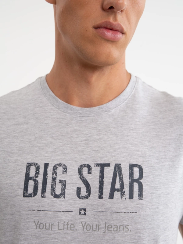 Koszulka męska o klasycznym kroju szara Bruno 901