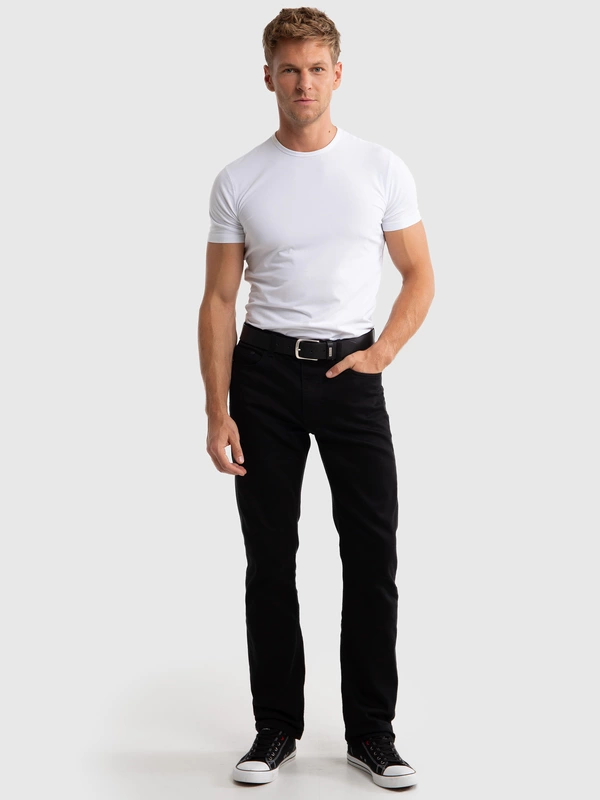 Jeansy męskie z prostą nogawką czarne Trent 915