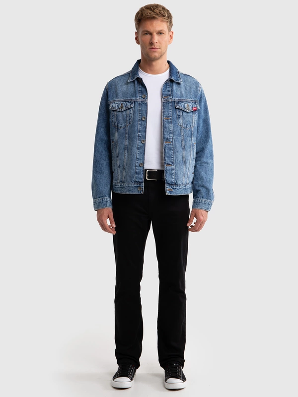 Jeansy męskie z prostą nogawką czarne Trent 915