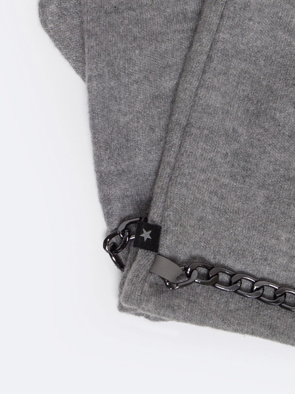 Rękawiczki damskie z ozdobnym łańcuszkiem szare Chaina 901