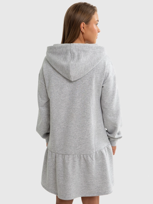 Sukienka dziewczęca dzianinowa z kapturem szara Fleur 901