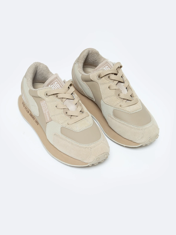 Buty damskie sportowe ze skóry naturalnej beżowe OO274564