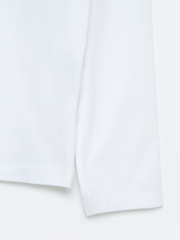 Bluzka dziewczęca longsleeve z kolorowym nadrukiem biała Alicja 101