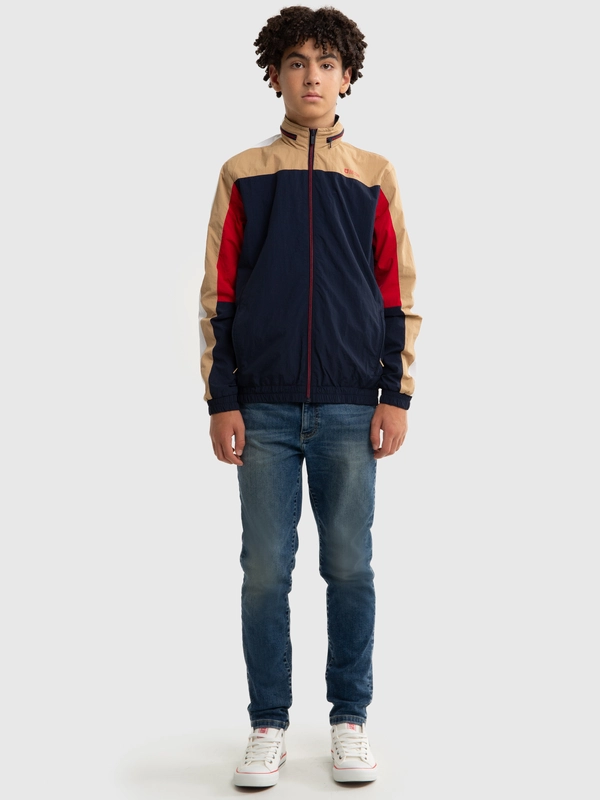 Kurtka chłopięca przejściowa z kapturem granatowa Arian 403