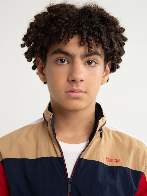 Kurtka chłopięca przejściowa z kapturem granatowa Arian 403