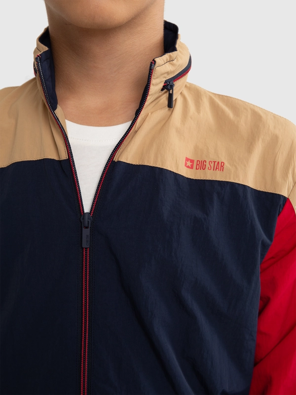 Kurtka chłopięca przejściowa z kapturem granatowa Arian 403