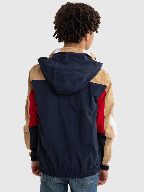 Kurtka chłopięca przejściowa z kapturem granatowa Arian 403