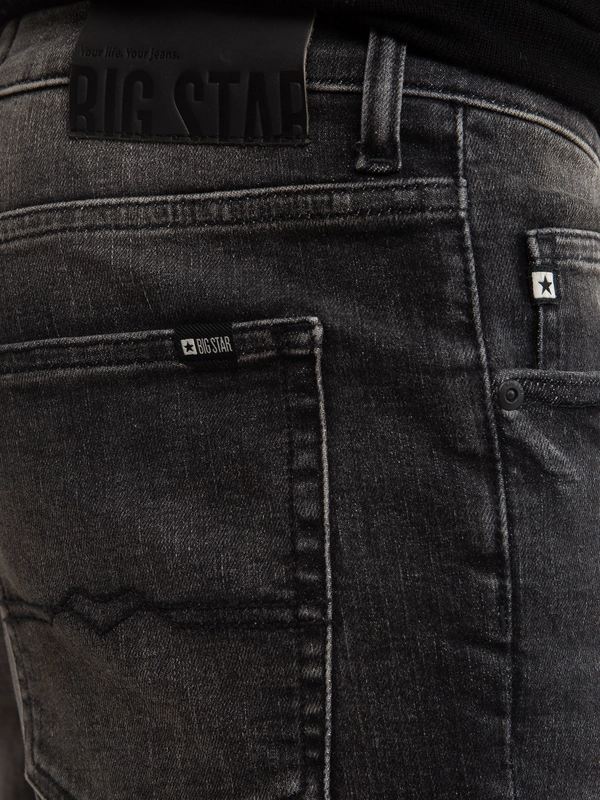 Jeansy męskie z wysokim stanem z przetarciami czarne Deric High Waist 913