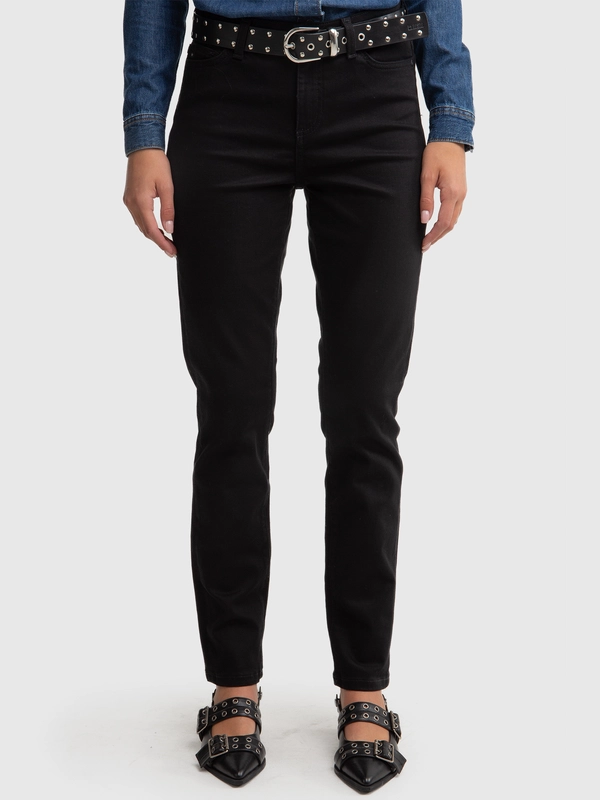 Jeansy damskie slim z wysokim stanem czarne Kitty High Waist 915