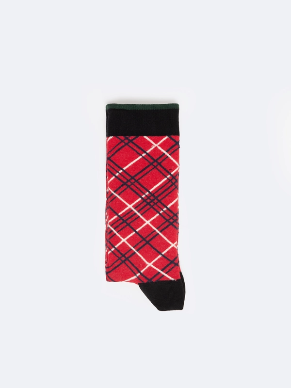 Skarpety męskie bawełniane w romby czerwone Pledi 603