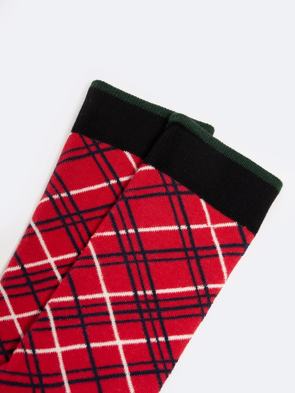 Skarpety męskie bawełniane w romby czerwone Pledi 603