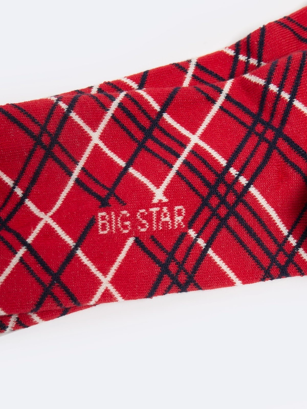 Skarpety męskie bawełniane w romby czerwone Pledi 603