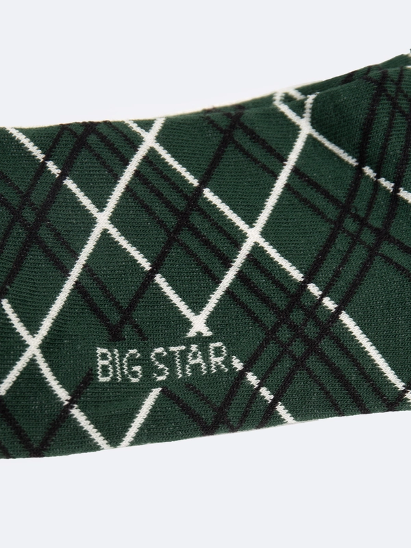 Skarpety męskie bawełniane w romby zielone Pledi 304