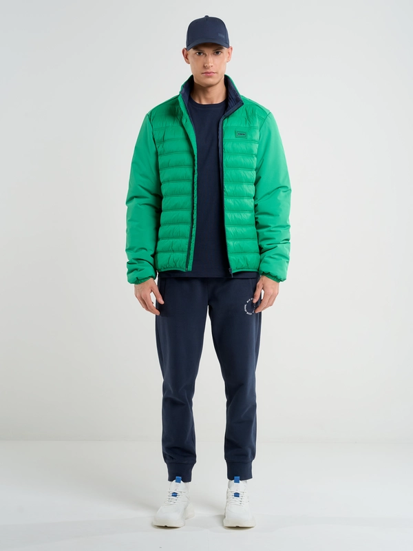 Kurtka męska pikowana z łączonych tkanin zielona August 301