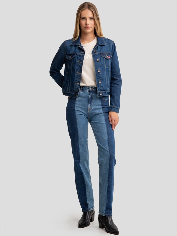 Jeansy damskie dwukolorowe niebieskie Avril 491