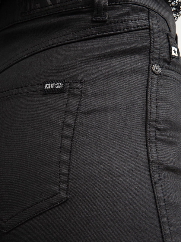 Jeansy damskie bootcut z rozcięciami woskowane czarne Blake 924