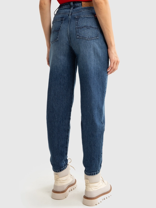 Jeansy damskie mom jeans z kolekcji Authentic granatowe Silla 515