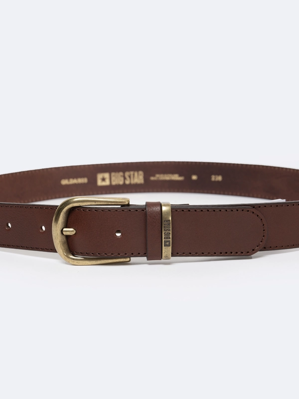 Pasek damski skórzany ze złotą klamrą brązowy Gilda 803