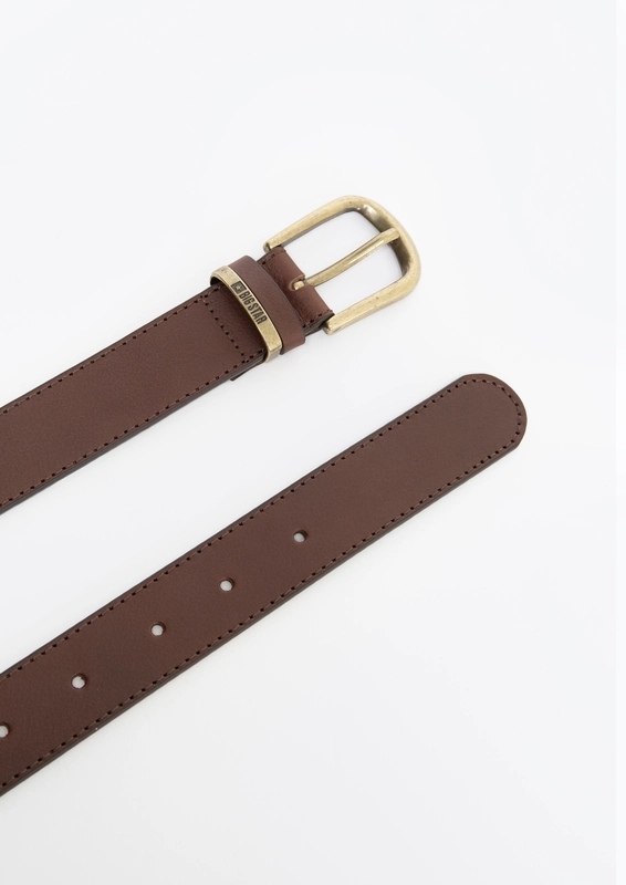 Pasek damski skórzany ze złotą klamrą brązowy Gilda 803