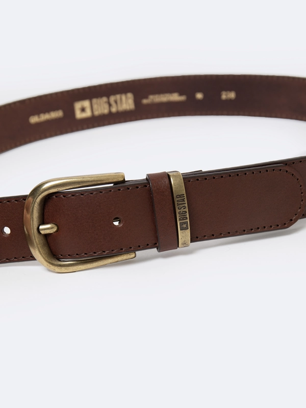 Pasek damski skórzany ze złotą klamrą brązowy Gilda 803