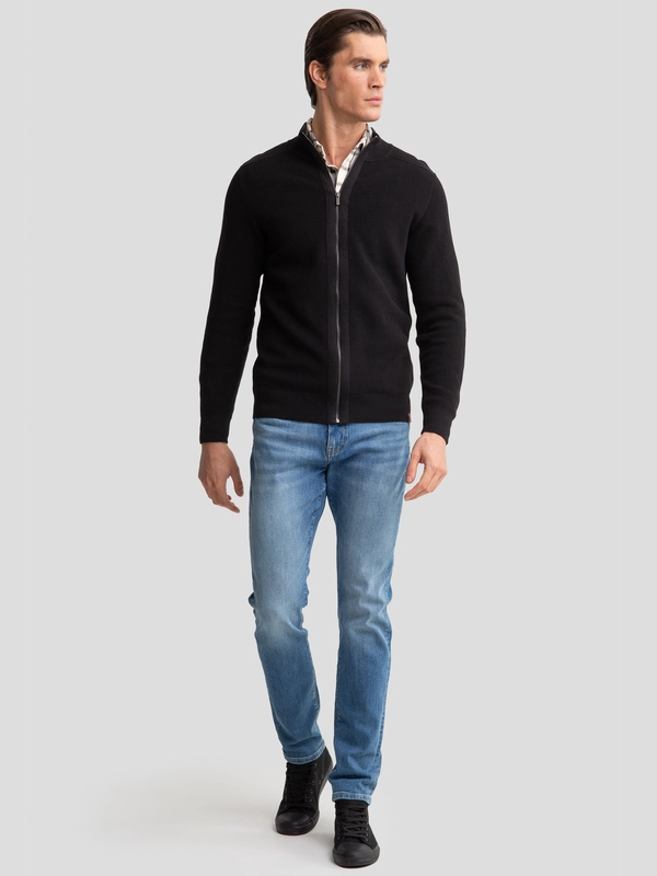 Sweter męski rozpinany ze stójką czarny Tonys 906