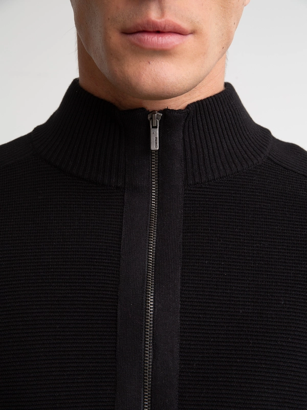 Sweter męski rozpinany ze stójką czarny Tonys 906