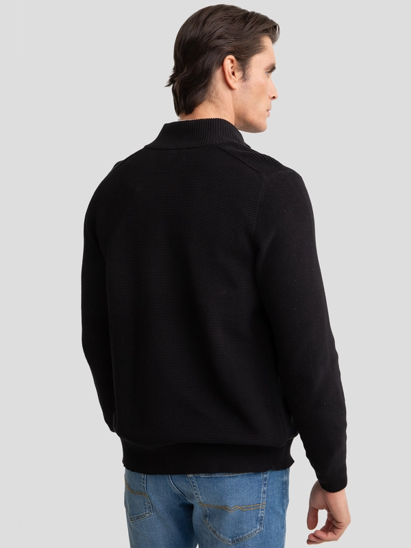 Sweter męski rozpinany ze stójką czarny Tonys 906