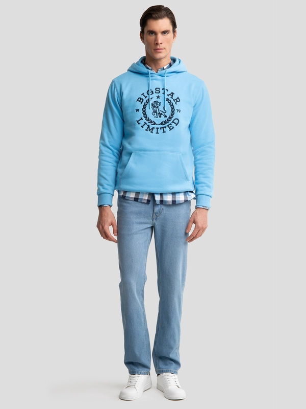 Bluza męska z kapturem niebieska Hanes 401