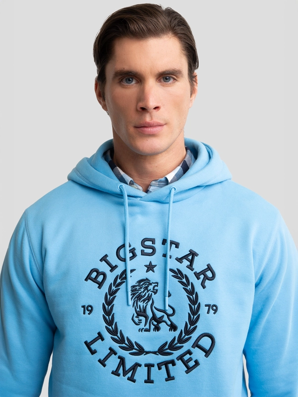 Bluza męska z kapturem niebieska Hanes 401