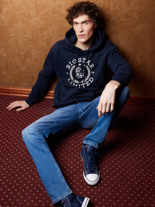 Bluza męska z kapturem granatowa Hanes 403