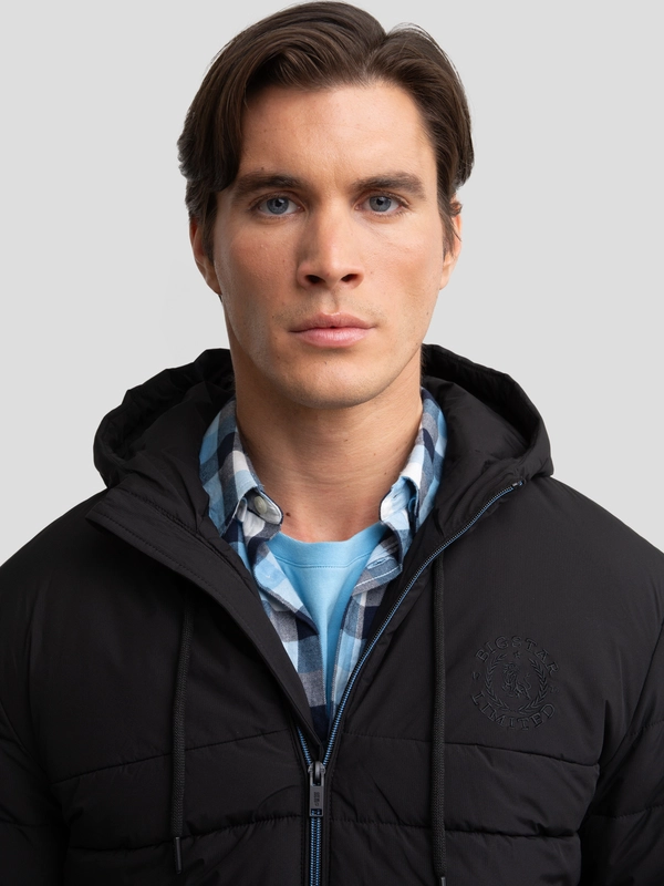 Kurtka męska pikowana z kapturem czarna Emilio 906