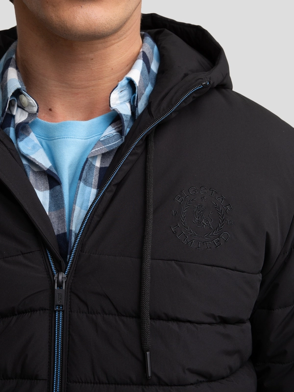 Kurtka męska pikowana z kapturem czarna Emilio 906