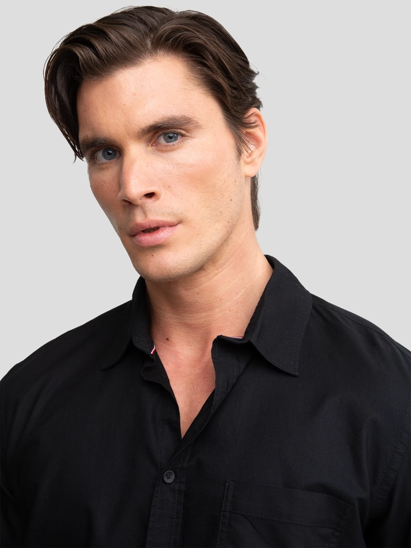 Koszula męska z tkaniny typu oxford czarna Trixi 906