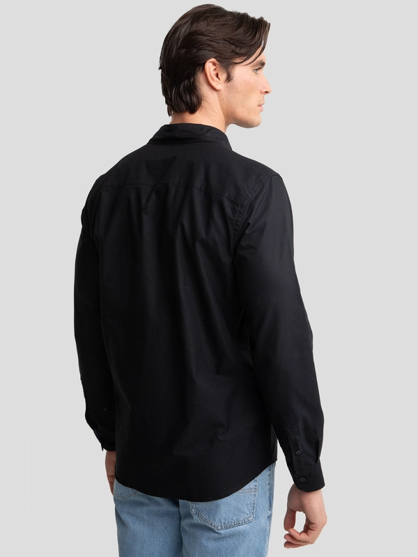 Koszula męska z tkaniny typu oxford czarna Trixi 906