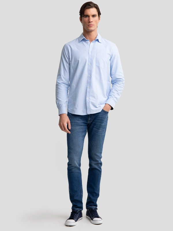 Koszula męska z tkaniny typu oxford jasnoniebieska Trixi 400