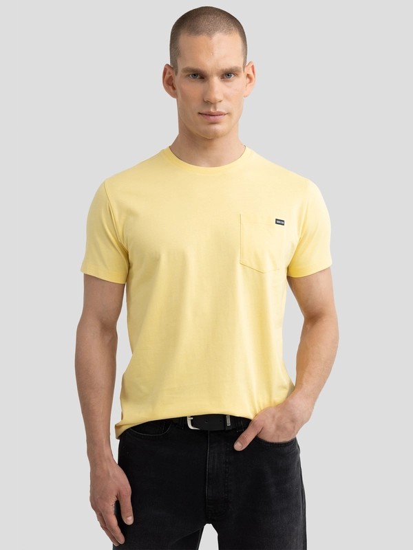 Koszulka męska z kieszonką żółta Carbon 200