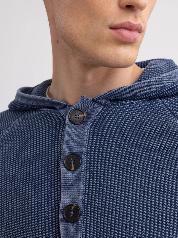 Sweter męski z kapturem granatowy Carlson 403