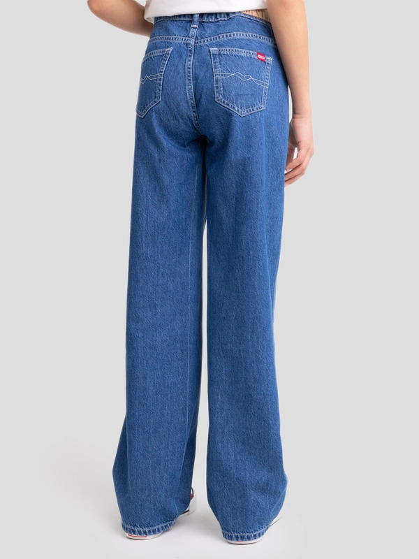 Jeansy dziewczęce z szeroką nogawką niebieskie Misaki 528