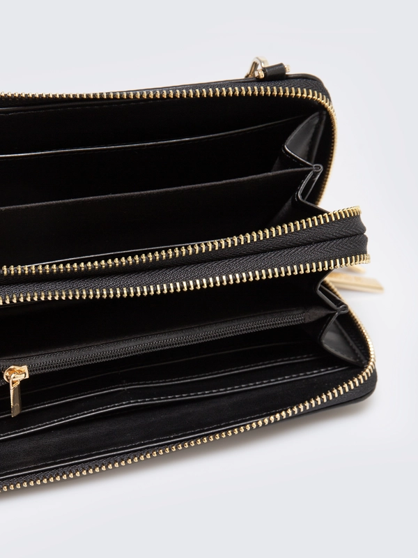 Portfel damski 2w1 ze skóry ekologicznej czarny Andi 906