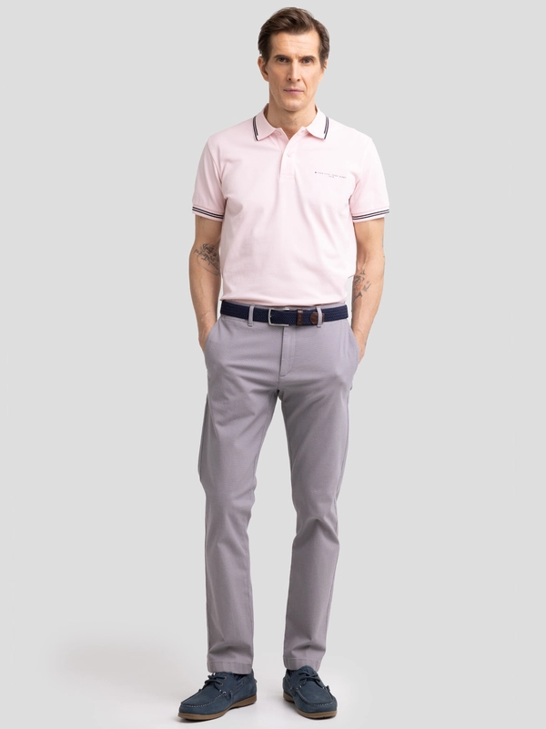 Spodnie męskie chinosy w drobny wzorek jasnoszare Erhati 901