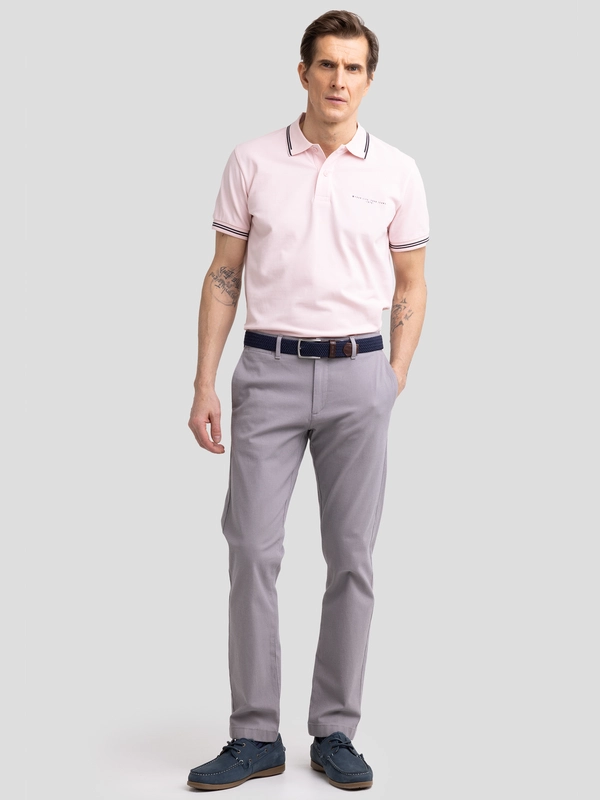 Spodnie męskie chinosy w drobny wzorek jasnoszare Erhati 901