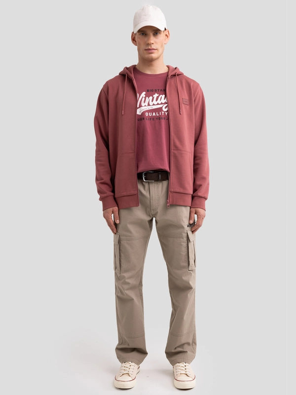 Koszulka męska oversize z nadrukiem na piersi ciemnoróżowa Gralis 602