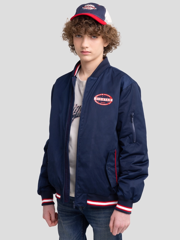 Kurtka chłopięca z odpinanym kapturem granatowa Carmelo 403