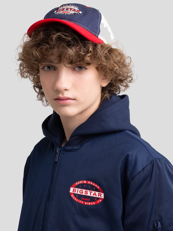 Kurtka chłopięca z odpinanym kapturem granatowa Carmelo 403