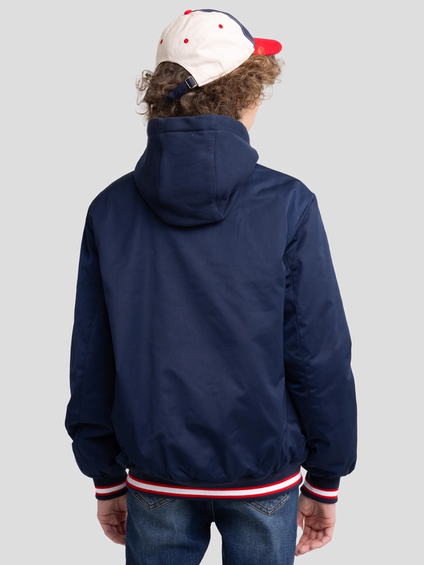 Kurtka chłopięca z odpinanym kapturem granatowa Carmelo 403
