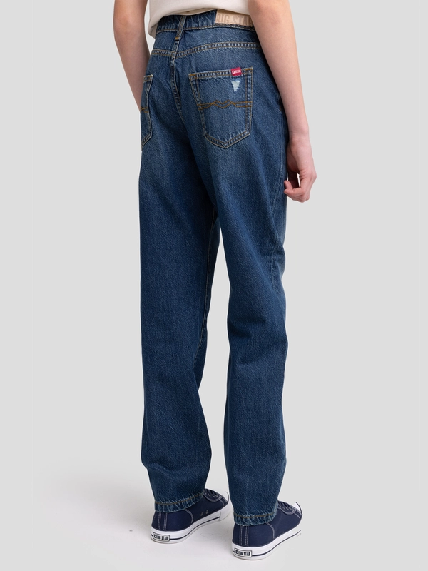 Jeansy chłopięce loose z przetarciami granatowe Isaam 459