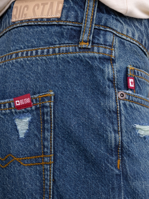 Jeansy chłopięce loose z przetarciami granatowe Isaam 459